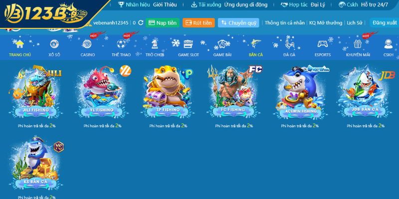 Giới thiệu sảnh Bắn Cá 123B